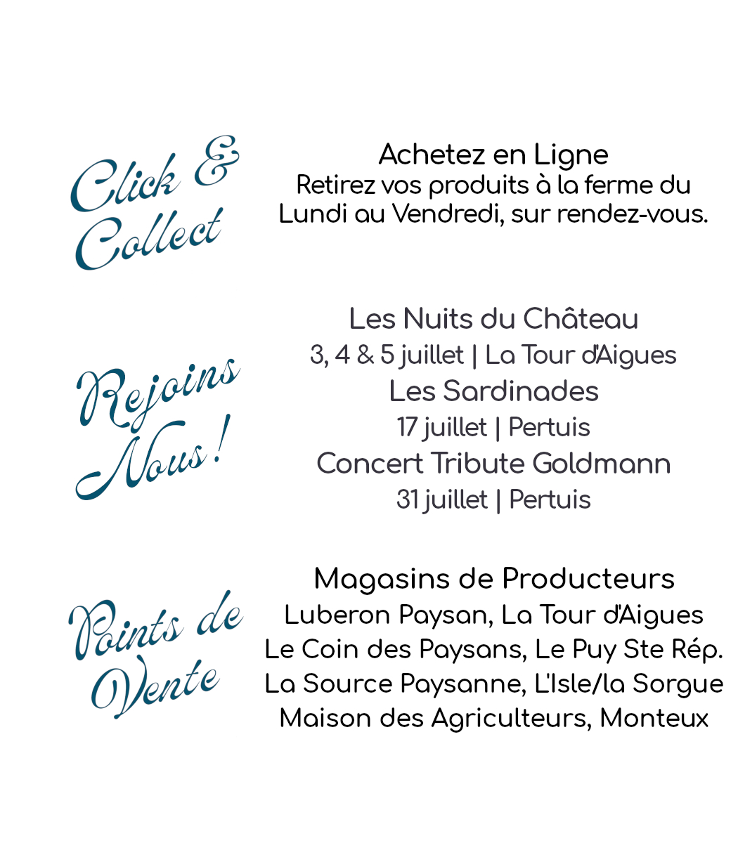 Photo_les activités_vente directe Retrouvez le Cabanon de San Peyre en magasins de producteurs !